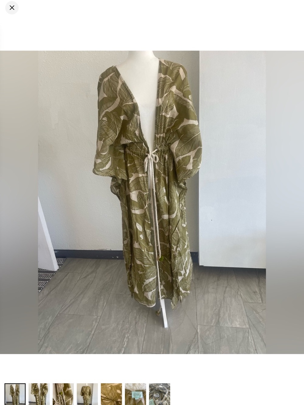 Olive Green Leaf Print Maxi Dress